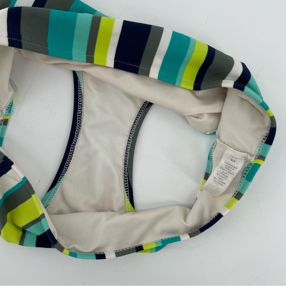 Aerie Swim Bikini Bottoms Teal Blue Green Stripes M - Picture 5 of 5